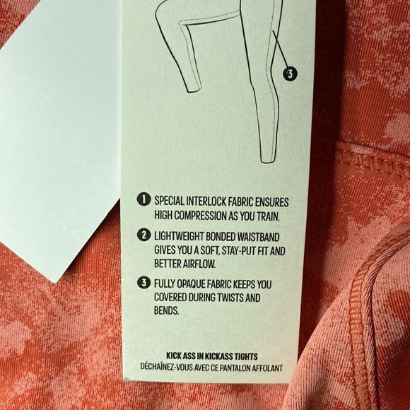 NWT MSRP $100 Adidas Climalite Ultimate Rise Printed Orange Tights Leggings - Picture 2 of 9